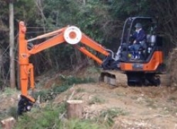 コンパクトウインチ付き小型素材生産用機械(スイングヤーダ)